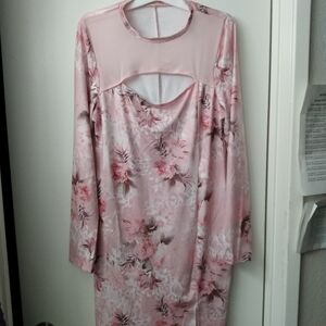 Floral Pink Long Sleeve Dress by Shein size Large long sleeve pullover, crewneck